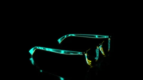 Rendering 3D animation, VISUAL EFFECTS Sunglasses Model on a black background Stock Footage 269140527