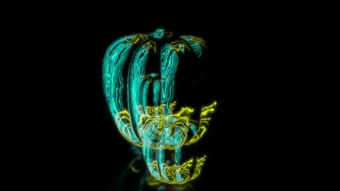 Rendering 3D animation, VISUAL EFFECTS pepper gourd Model on a black background Stock Footage 269141920