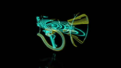 Rendering 3D animation, VISUAL EFFECTS Megaphone Model on a black background Stock Footage 269145552