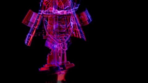 Rendering 3D animation, VISUAL EFFECTS Samurai helmet Model on a black Stock Footage 269629759