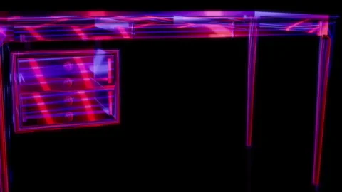 Rendering 3D animation, VISUAL EFFECTS Timber desk with drawers Model on a black Stock Footage 269633521