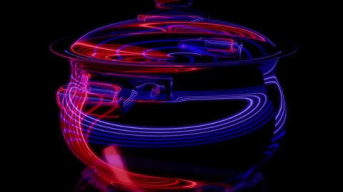 Rendering 3D animation, VISUAL EFFECTS Saucepan Model on a black background Stock Footage 269637396