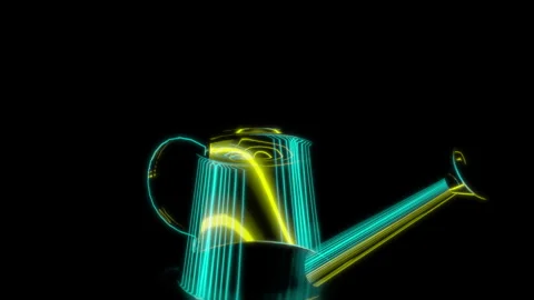 Rendering 3D animation, VISUAL EFFECTS Watering Can Metal Model on a black Stock Footage 270176932