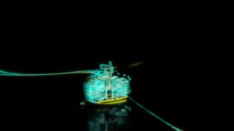 Rendering 3D animation, VISUAL EFFECTS Brushless motor FPV Model on a black Stock Footage 270178713