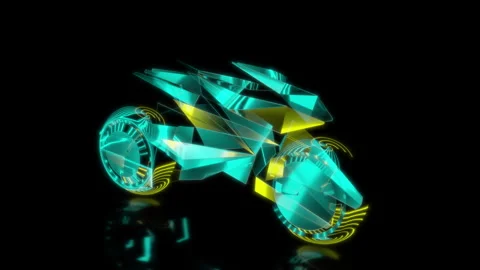 Rendering 3D animation, VISUAL EFFECTS Motorcycle Robot Model on a black Stock Footage 270179481