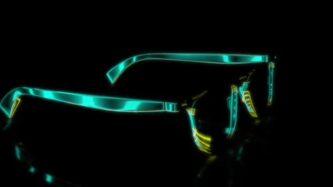 Rendering 3D animation, VISUAL EFFECTS Sunglasses Model on a black background Stock Footage 270179954