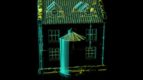 Rendering 3D animation, VISUAL EFFECTS Medieval house Model on a black Stock Footage 270180624
