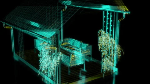 Rendering 3D animation, VISUAL EFFECTS Pergola variance Model on a black Stock Footage 270180804