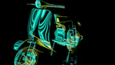 Rendering 3D animation, VISUAL EFFECTS scooter bike Model on a black background Stock Footage 270181089
