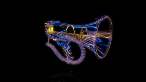 Rendering 3D animation, VISUAL EFFECTS Megaphone Model on a black background Stock Footage 270485117