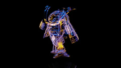 Rendering 3D animation, VISUAL EFFECTS Samurai helmet Model on a black Stock Footage 270485563