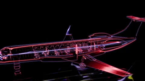Rendering 3D animation, VISUAL EFFECTS business jet aircraft Model on a black Stock Footage 270980300
