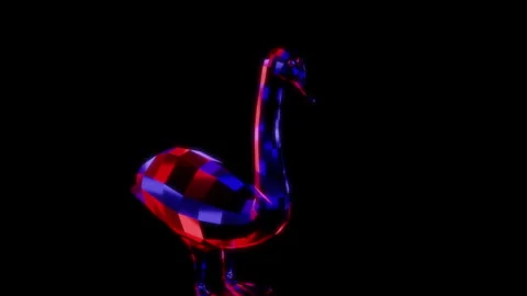 Rendering 3D animation, VISUAL EFFECTS Low Poly Swan Model on a black background Stock Footage 270980666