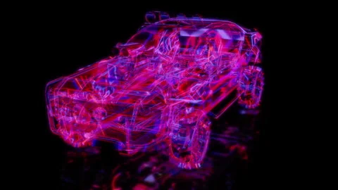 Rendering 3D animation, VISUAL EFFECTS OffRoad car in motion Model on a black Stock Footage 270982906