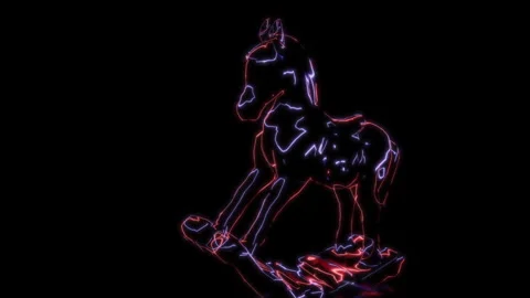Rendering 3D animation, VISUAL EFFECTS Decorative Horse Model on a black Stock Footage 270983493