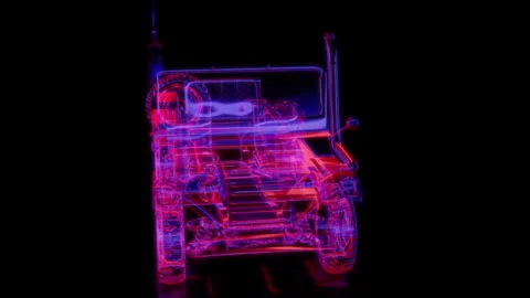 Rendering 3D animation, VISUAL EFFECTS Truck Light Utility Vehicles Model on a Stock Footage 270985666