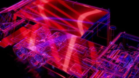Rendering 3D animation, VISUAL EFFECTS Garbage truck car Model on a black Stock Footage 270986200