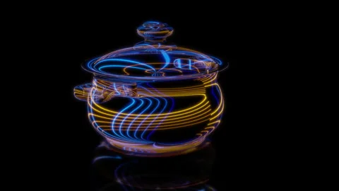 Rendering 3D animation, VISUAL EFFECTS Saucepan Model on a black background Stock Footage 270986688