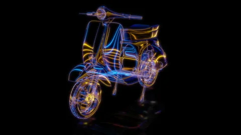 Rendering 3D animation, VISUAL EFFECTS scooter bike Model on a black background Stock Footage 270987485