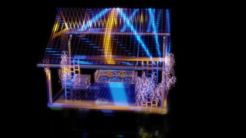 Rendering 3D animation, VISUAL EFFECTS Pergola variance Model on a black Stock Footage 270987899
