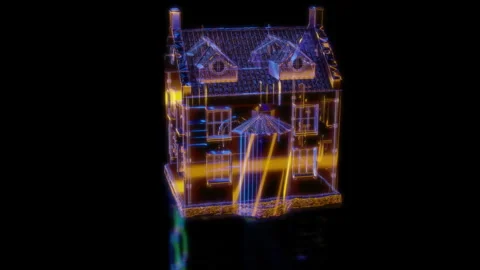 Rendering 3D animation, VISUAL EFFECTS Medieval house Model on a black Stock Footage 270988246