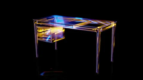 Rendering 3D animation, VISUAL EFFECTS Timber desk with drawers Model on a black Stock Footage 270988567