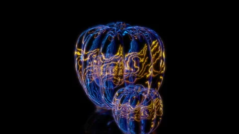 Rendering 3D animation, VISUAL EFFECTS pepper gourd Model on a black background Stock Footage 270989780