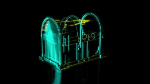 Rendering 3D animation, VISUAL EFFECTS Chest Model on a black background Stock Footage 271375815