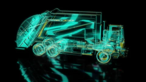 Rendering 3D animation, VISUAL EFFECTS Garbage truck car Model on a black Stock Footage 271376527