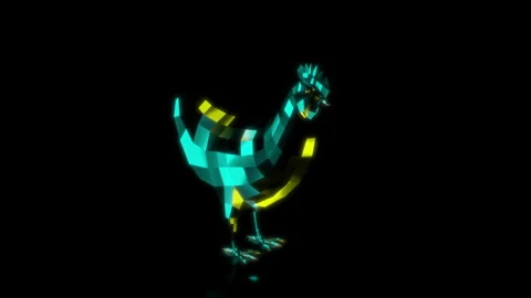 Rendering 3D animation, VISUAL EFFECTS Low Poly Chicken Model on a black Stock Footage 271377967