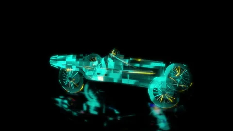Rendering 3D animation, VISUAL EFFECTS Duesenberg GP Racing Car Model on a black Stock Footage 271378043