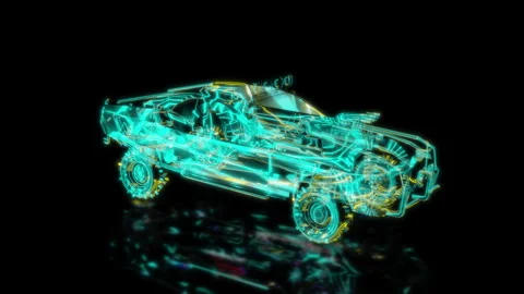Rendering 3D animation, VISUAL EFFECTS OffRoad car in motion Model on a black Stock Footage 271378715
