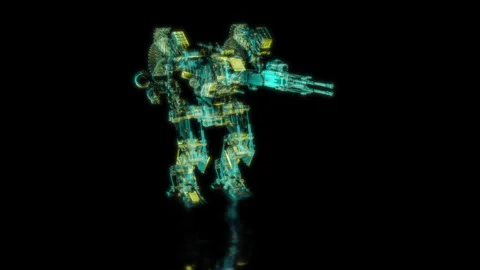 Rendering 3D animation, VISUAL EFFECTS sci-fi transformers robot Model on a Stock Footage 271378910