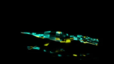 Rendering 3D animation, VISUAL EFFECTS Low Poly Liopleurodon Model on a black Stock Footage 271379149