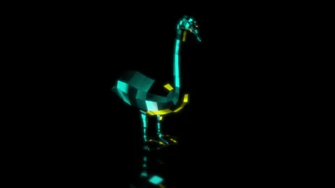 Rendering 3D animation, VISUAL EFFECTS Low Poly Swan Model on a black background Stock Footage 271379180