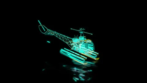 Rendering 3D animation, VISUAL EFFECTS single engine light helicopter Model on a Stock Footage 271379434