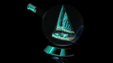 Rendering 3D animation, VISUAL EFFECTS Ship In a bottle Model on a black Stock Footage 271379628