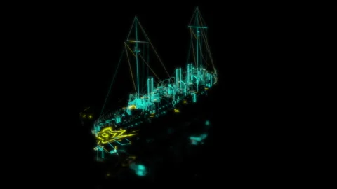 Rendering 3D animation, VISUAL EFFECTS oceanic patrol ships Model on a black Stock Footage 271379718