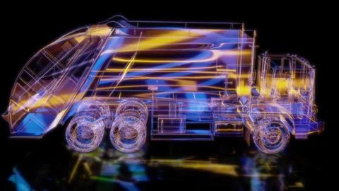 Rendering 3D animation, VISUAL EFFECTS Garbage truck car Model on a black Stock Footage 271611114