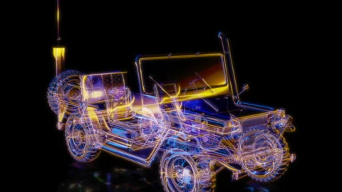 Rendering 3D animation, VISUAL EFFECTS Truck Light Utility Vehicles Model on a Stock-Footage 271611267