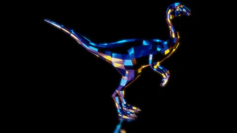 Rendering 3D animation, VISUAL EFFECTS Gallimimus Dinosaur Model on a black Stock Footage 271611287