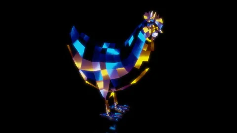 Rendering 3D animation, VISUAL EFFECTS Low Poly Chicken Model on a black Video stock 271611396