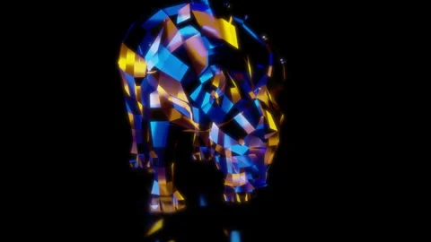 Rendering 3D animation, VISUAL EFFECTS Low Poly Achelousaurus Model on a black Stock Footage 271611632