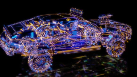 Rendering 3D animation, VISUAL EFFECTS OffRoad car in motion Model on a black Stock-Footage 271611791