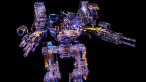 Rendering 3D animation, VISUAL EFFECTS sci-fi transformers robot Model on a Stock Footage 271611988