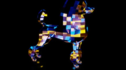 Rendering 3D animation, VISUAL EFFECTS Low Poly Poodle Model on a black Stock Footage 271612287