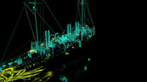 Rendering 3D animation, VISUAL EFFECTS oceanic patrol ships Model on a black Stock Footage 272200266