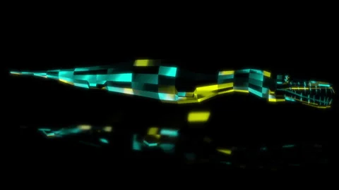 Rendering 3D animation, VISUAL EFFECTS Low Poly Liopleurodon Model on a black Stock Footage 272202142