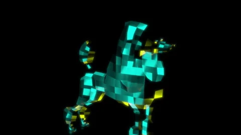 Rendering 3D animation, VISUAL EFFECTS Low Poly Poodle Model on a black 스톡 동영상 272202298