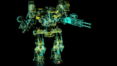 Rendering 3D animation, VISUAL EFFECTS sci-fi transformers robot Model on a Stock Footage 272202878